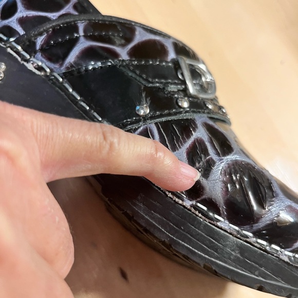 Koi by Sanita Black Gray Danish Patent Leather Clogs EU38/7.5 - Picture 4 of 7